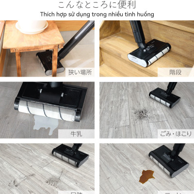 Qrachic - máy lau nhà điện cây lau nhà điện thông minh không tiếng ồn, không dây, tự vệ sinh, lau nhà và tự làm sạch hai chế độ lau, ướt trong cùng một máy