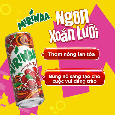 Thùng 24 Lon Nước Ngọt Có Gas Mirinda Xá Xị (320ml/Lon)
