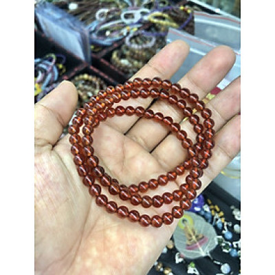 Vòng đeo tay, lắc tay phong thủy quấn 3 vòng đá garnet ngọc hồng lựu