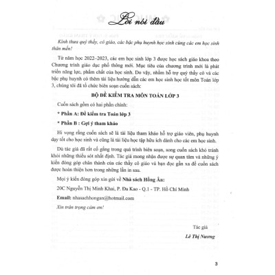 Bộ Đề Kiểm Tra Môn Toán Lớp 3 ( Dùng kèm SGK Chân Trời Sáng Tạo )-MK