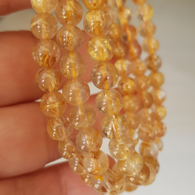  Vòng thạch anh tóc vàng tự nhiên trong bóng đẹp size hạt 5mm - 6mm các Chị em nữ đeo kiểu quấn 3 vòng tay màu vàng tươi sáng bóng chuẩn hợp nữ mệnh kim thổ  thủy đeo quyến rũ xinh đẹp trẻ trung may mắn đặc biệt tốt sức khỏe công việc tài lộc rẻ đẹp ạ