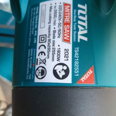 Máy cắt nhôm đa năng thanh trượt 255mm 1800W TOTAL TS42182551 ( Tặng 3 găng tay Tolsen 45006)- Hàng chính hãng