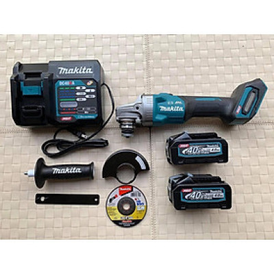 MÁY MÀI GÓC 100MM 1.100W DÙNG PIN 40V MAKITA GA003GM201 (02 PIN 4.0MAH BL4040 THÙNG MAKPAC LOẠI 4 ( 21552-6 ) SẠC) - HÀNG CHÍNH HÃNG