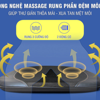 Ghế (Đệm) Massage Toàn Thân Nikio NK-181 - Máy Mát Xa Lưng, Cổ Vai Gáy, Con Lăn 3D Xoa Bóp Chuyên Sâu, Kết Hợp Hồng Ngoại, Rung Và Nhiệt Giúp Cơ Thể Thư giãn, Giảm Căng Thẳng - Màu đen