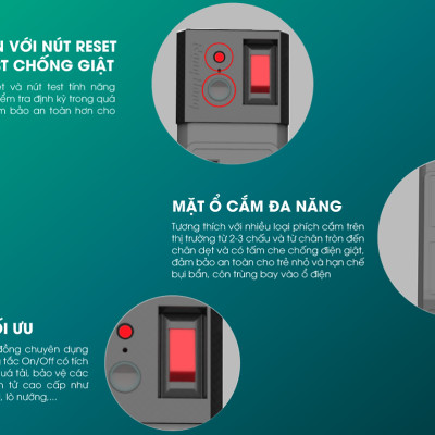 Ổ cắm Rạng Đông OC04 4C/3M/10A đa năng chống giật, công suất 2500W dây dài 3 mét - Hàng chính hãng