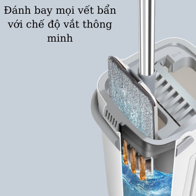 Cây Lau Nhà Tự Vắt, Chổi Lau Nhà Thế Hệ Mới Xoay 360 Độ Có 8 Bông Lau Đi Kèm - Hàng Nhập Khẩu