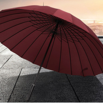 Ô cán dài đi mưa cỡ lớn 24 nan chồng lật cao cấp màu đỏ đô