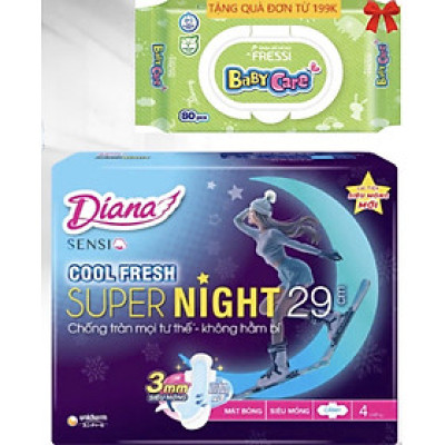 Chính Hãng | 1 Gói Băng Vệ Sinh Diana Sensi Cool Fresh Night 29cm -Diana Sensi Cool Fresh Ban Đêm 29cm (Mỗi gói 4 miếng)- HSD luôn mới