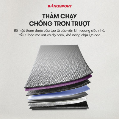 Máy chạy bộ KINGSPORT BK-8000 Pro đa năng, nâng dốc tự động 18%, tốc độ tối đa 14khm/h, kèm đai massage và thanh gập bụng, cân nặng phù hợp từ dưới 75kg