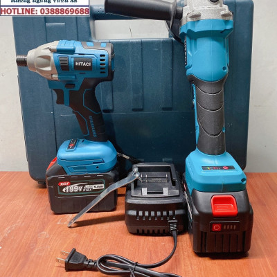 Bộ Combo 2 Trong 1 Gồm Máy Mài Góc Và Máy Chuyên Vít 199V 2 Pin 15 Cell, Động Cơ Không Than - Tặng Hộp Đựng (Bảo Hành 1 Năm)