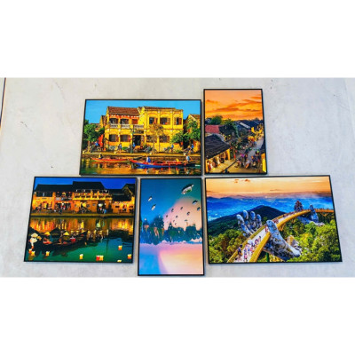 (CÓ ẢNH THẬT)Tranh phố cổ Hôi An, tranh treo tường trang trí quán ăn, nhà hàng, khách sạn