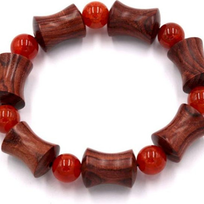 Vòng tay chuỗi hạt hồng mộc hình ống tre HMB4