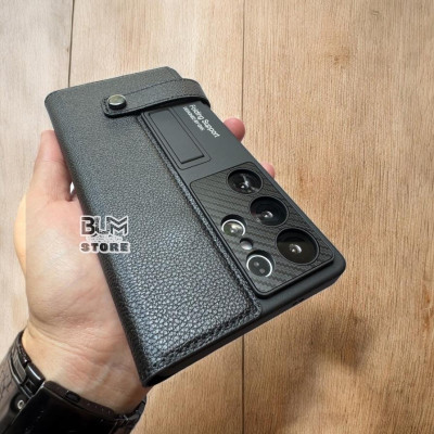 Bao Da Cao Cấp Cho Samsung Galaxy S25 Ultra / S24 Ultra Có Giá Đỡ , Ngăn Để Thẻ , Quai Gài , Bảo Vệ Camera