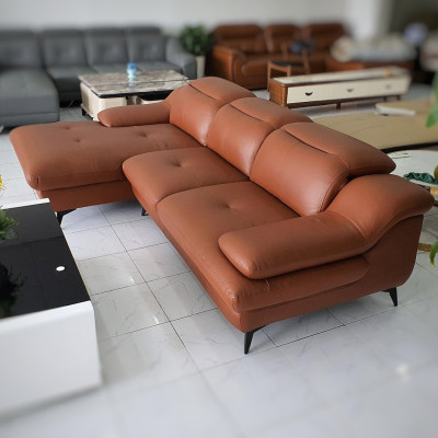Bộ Sô Pha 50% Da Bò Nhập Italia_Đầu Bật_Màu Nâu_Kích Thước 2800 x 1700
