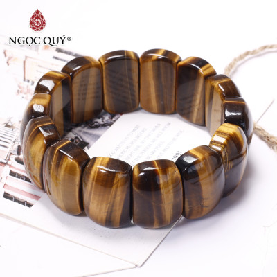 Vòng tay đá thạch anh mắt hổ vàng nâu bản lớn  24x15mm mệnh thổ, kim - Ngọc Quý Gemstones