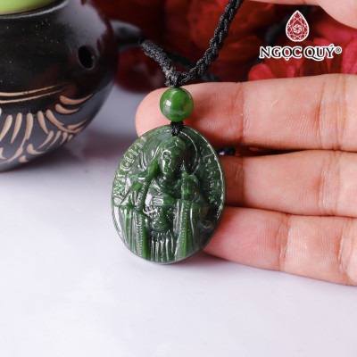 Mặt dây chuyền mẹ maria đá ngọc bích 32x27x8mm mệnh hỏa, mộc - Ngọc Quý Gemstones