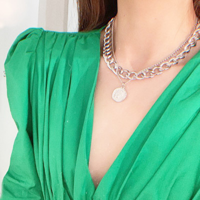 Vòng cổ titan 2 lớp bản đại kim loại sexy sang chảnh