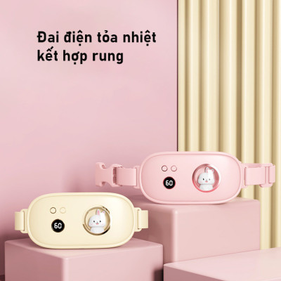 Máy massage làm ấm bụng, giảm đau bụng đau lưng cho bạn gái đến kỳ Rhino W401 Đai đeo chườm nóng giảm đau bụng kinh nguyệt - Hàng chính hãng