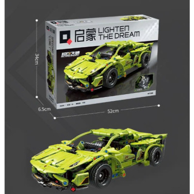 Bộ xếp hình Xe ô tô xanh SpeedCar Block, Xe lắp ráp 91004 - QMAN