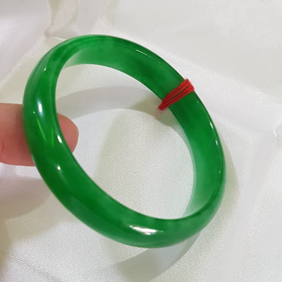 Vòng Đá cẩm thạch Bản HẸ LÝ 53mm Xanh Lý ĐậmTươi bóng đẹp Size 53mm x cao 12mm x dầy 6mmNữ 52kg - 56kg mệnh Mộc Hỏa Thủy Món Quà Ý nghĩa Anh Chị tặng chính bản thân mình, Mẹ, Vợ, người thân yêu ạ