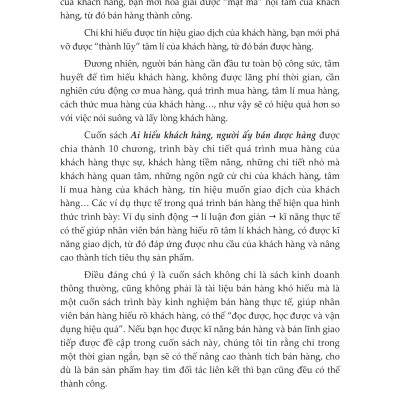 Sách: Ai Hiểu Khách Hàng Người Đó Bán Được Hàng (Tái Bản)