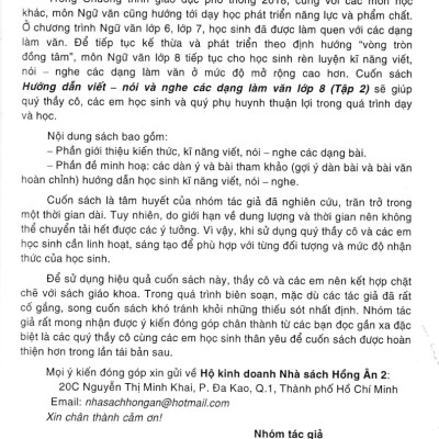 Hướng Dẫn Viết, Nói Và Nghe Các Dạng Văn Lớp 8 - Tập 2 (Dùng Chung Cho Các Bộ SGK Hiện Hành) _HA
