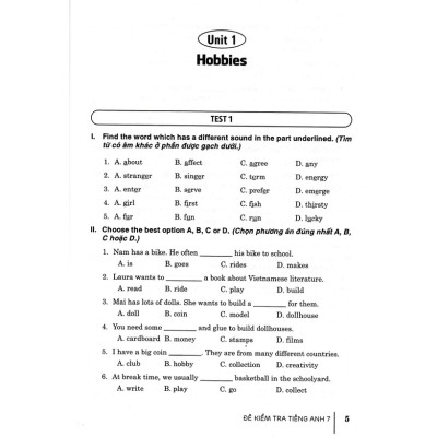 SÁCH - đề kiểm tra tiếng anh 7 (dùng kèm sách giáo khoa kết nối)-HA-MK