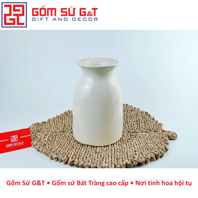 Lọ hoa dáng phích miệng loe vẽ hoa loa kèn Gốm Sứ G&T