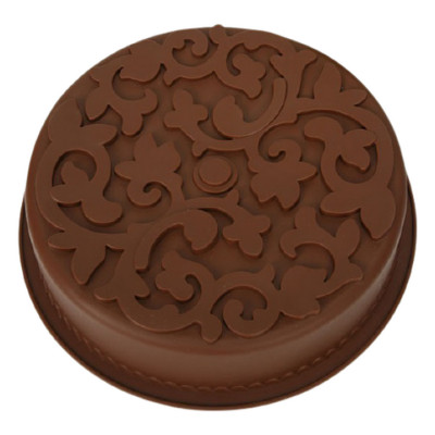 Khuôn silicon làm đế bánh, rau câu hình tròn hoa văn kiểu - Loại 28 cm – Mã số 1141