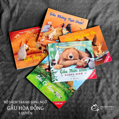 Sách Combo song ngữ Gấu hòa đồng ( 5C:Gấu có bạn mới,Gấu nói cảm ơn,Gấu đón giáng sinh,Gấu say ngủ,Gấu không ngủ được)