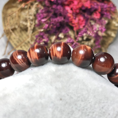 Vòng tay Thạch Anh Mắt Hổ nâu đỏ 8mm mix tỳ hưu bạc