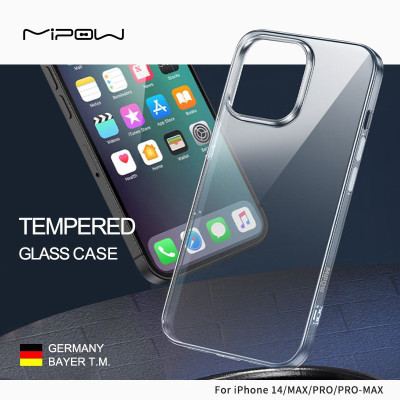 Ốp Lưng Trong Suốt MIPOW TEMPERED GLASS, Chống Ố Vàng Dành Cho iPhone 14 ProMax / 14 Pro / 14 Plus / 14- Hàng Chính Hãng