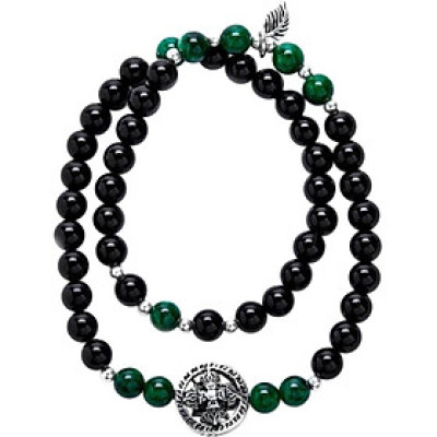 Vòng Đá Mã Não Đen Phối Cẩm Thạch Sơn Thủy Và Charm Bạc 2 Line Ngọc Quý Gemstones VT60