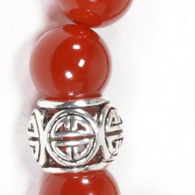 Vòng Đá mã não đỏ Đỏ Thiên Nhiên Phối Charm  bạc (8mm) Ngọc Quý Gemstones