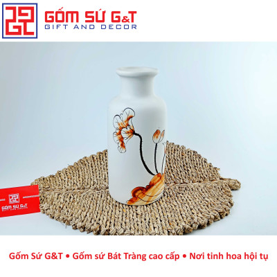 Lọ hoa dáng phích cổ cao vẽ sen Gốm Sứ G&T