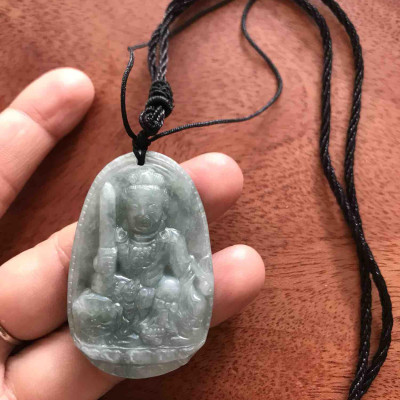 Mặt VĂN THÙ ĐÁ CẨM THẠCH NAM 5cm đk 33mm TUỔI MÃO PHẬT ĐỘ MAY MẮN BÌNH AN