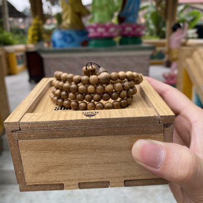 Vòng tay trầm hương tràng 108 hạt Tốc SƠN MỘC HƯƠNG tặng 1 mốc khóa SMH