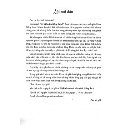 SÁCH - đề kiểm tra tiếng anh 7 (dùng kèm sách giáo khoa kết nối)-HA-MK