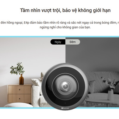 Camera Wifi mắt cá trong nhà EZVIZ E4P 3K (3K+), 4 micro đa hướng, đàm thoại rõ ràng - Hàng chính hãng