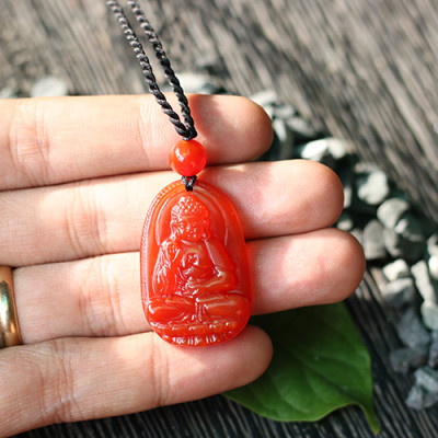 Mặt Phật A Di Đà Mã Não Đỏ (Trung : 3 x 2.3 cm) Ngọc Quý Gemstones MD60