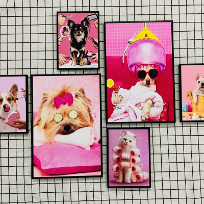 Tranh treo tường thú cưng - tranh treo tường tiệm thú ý-tranh treo tường cho bé THD118 - tặng kèm đinh 3 chân