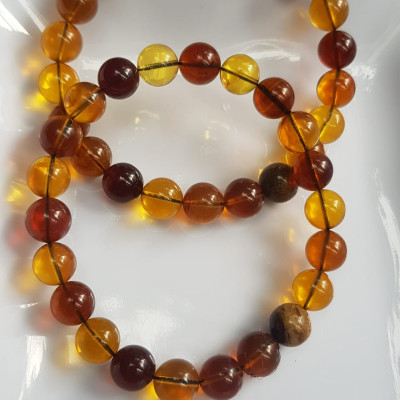 Vòng tay chuỗi đá Hổ Phách vàng nâu tự nhiên đẹp Size hạt 8mm Vòng hợp nữ mệnh thổ mệnh kim may mắn tốt sức khỏe công danh sự nghiệp xinh tay ạ