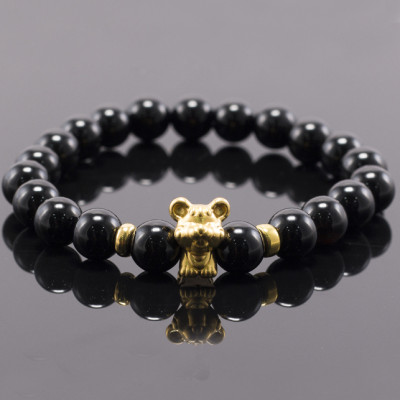 Vòng Tay Đá Thiên Thạch Charm Tuổi Tý Bạc Mạ Vàng 24K Ngọc Quý Gemstones