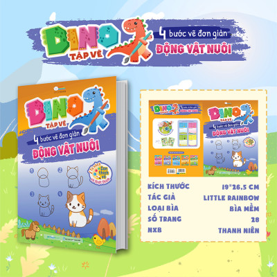 DINO tập vẽ - 4 bước vẽ đơn giản Động vật nuôi