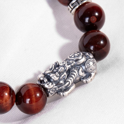 Vòng tay đá thiên nhiên phối charm tỳ hưu bạc thái size hạt 12mm - Ngọc Quý Gemstones