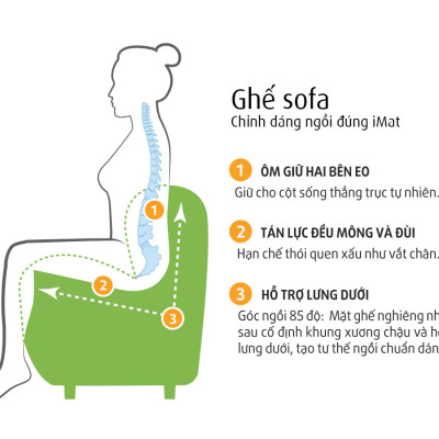 Ghế Sofa Chỉnh Dáng Ngồi Đúng iMat - Ghế ngồi chuẩn tư thế, giảm áp lực cột sống, dáng đẹp tự nhiên