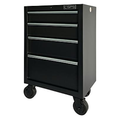 Tủ dụng cụ CSPS 61cm - 04 hộc kéo màu đen bánh xe (tay cầm trắng)