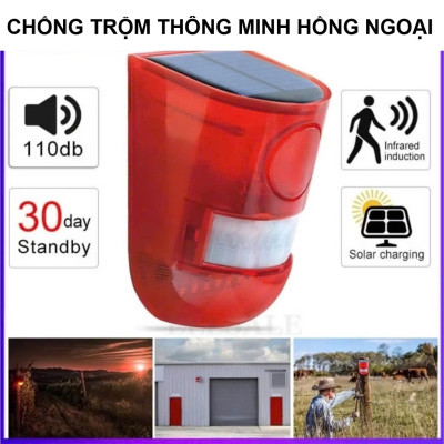 Thiết Bị Báo Động Chống Trộjm Hồng Ngoại Không Dây – Dùng Năng Lượng Mặt Trời, Cảnh Báo Siêu Nhạy, đèn trang trí