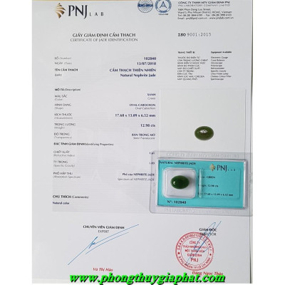 Mặt dây chuyền cẩm thạch xanh