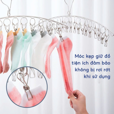Móc Treo Quần Áo, Móc Phơi Đồ Trẻ Em Inox Kẹp Chống Rơi, Móc Treo Tất, Vớ, Đồ Lót Nhiều Kiểu Dáng